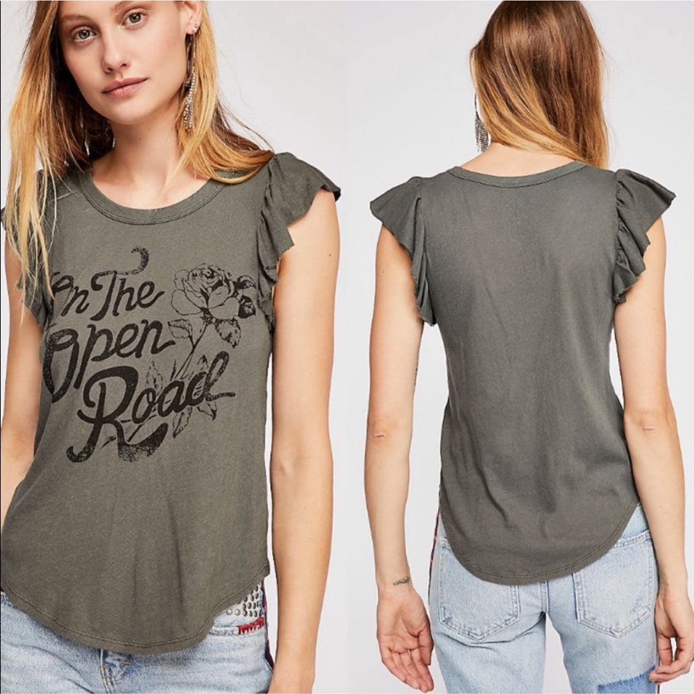 Free people on the open road tee in sage